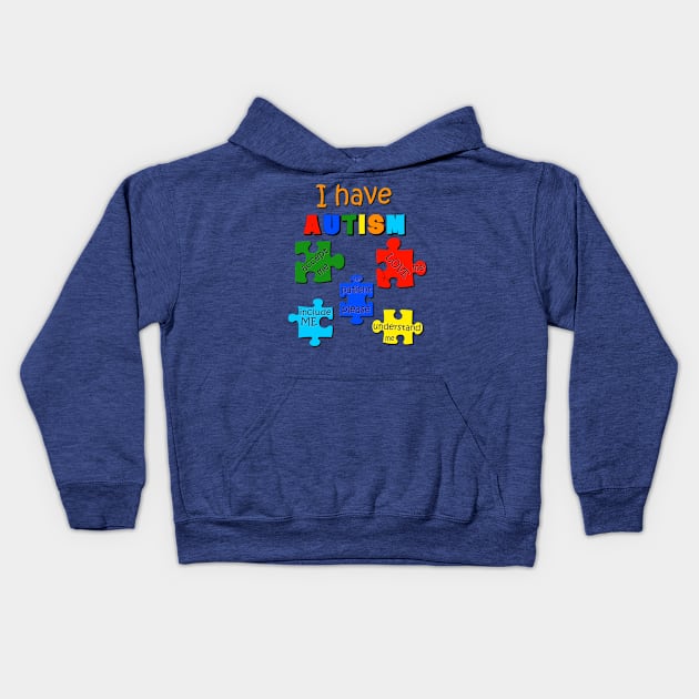 Autism Puzzles Awareness Rainbow Kids Hoodie by KZK101